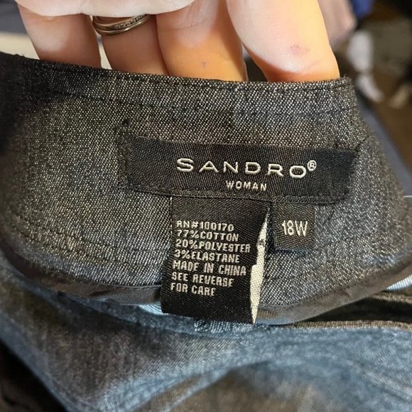 EUC $340 Sandro Paris Women's Size 18 Grey Straight Leg Luxury Designer Slacks - Picture 6 of 6